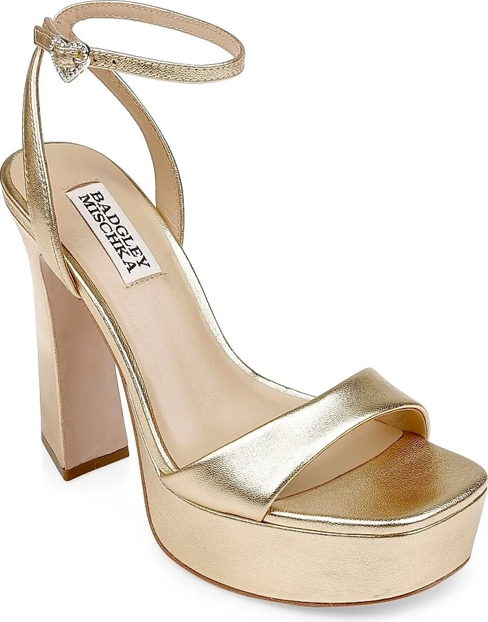 Women's Caia 125MM Metallic Leather Platform Sandals - Gold Leather - Size 8.5 - Image 2