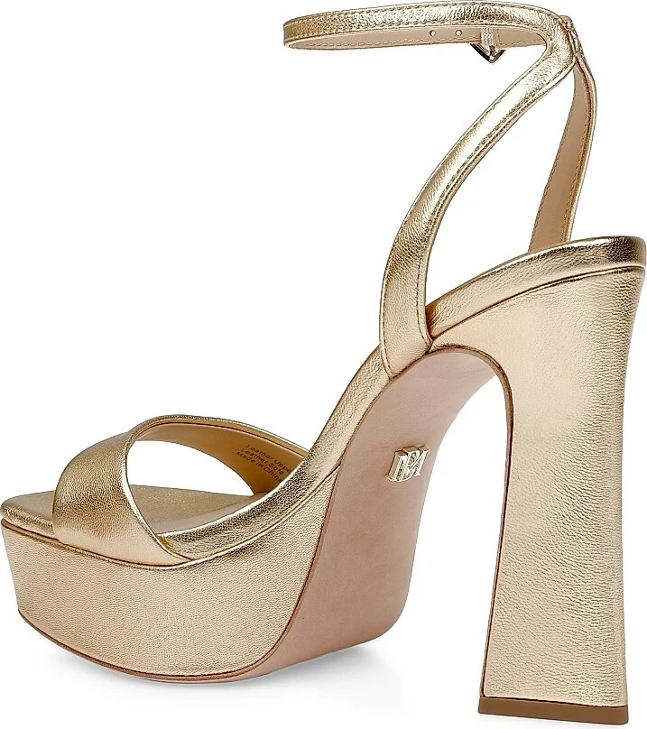 Women's Caia 125MM Metallic Leather Platform Sandals - Gold Leather - Size 8.5 - Image 3
