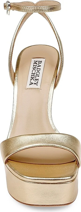 Women's Caia 125MM Metallic Leather Platform Sandals - Gold Leather - Size 8.5 - Image 5