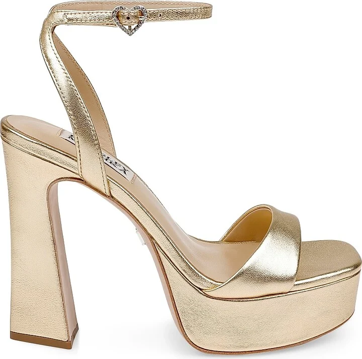 Women's Caia 125MM Metallic Leather Platform Sandals - Gold Leather - Size 8.5