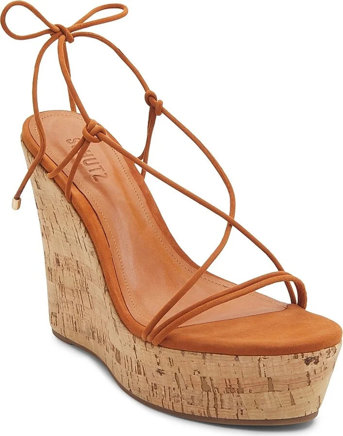 Women's Calabria 100MM Suede Platform Wedge Sandals - Brown - Size 8.5 - Image 2