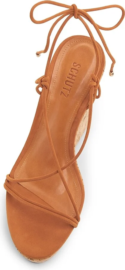 Women's Calabria 100MM Suede Platform Wedge Sandals - Brown - Size 8.5 - Image 4