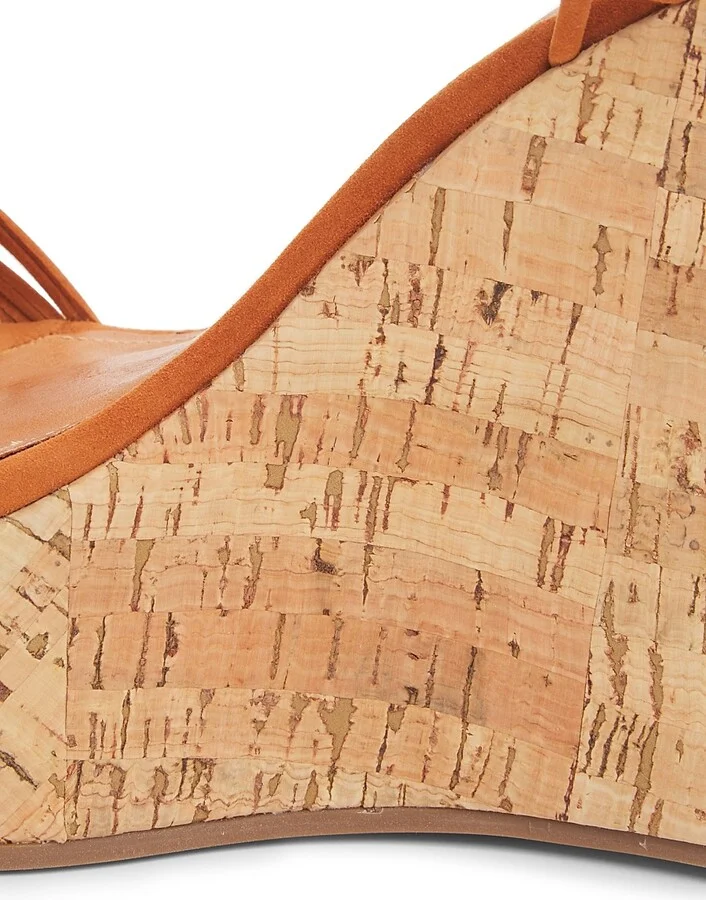 Women's Calabria 100MM Suede Platform Wedge Sandals - Brown - Size 8.5 - Image 5