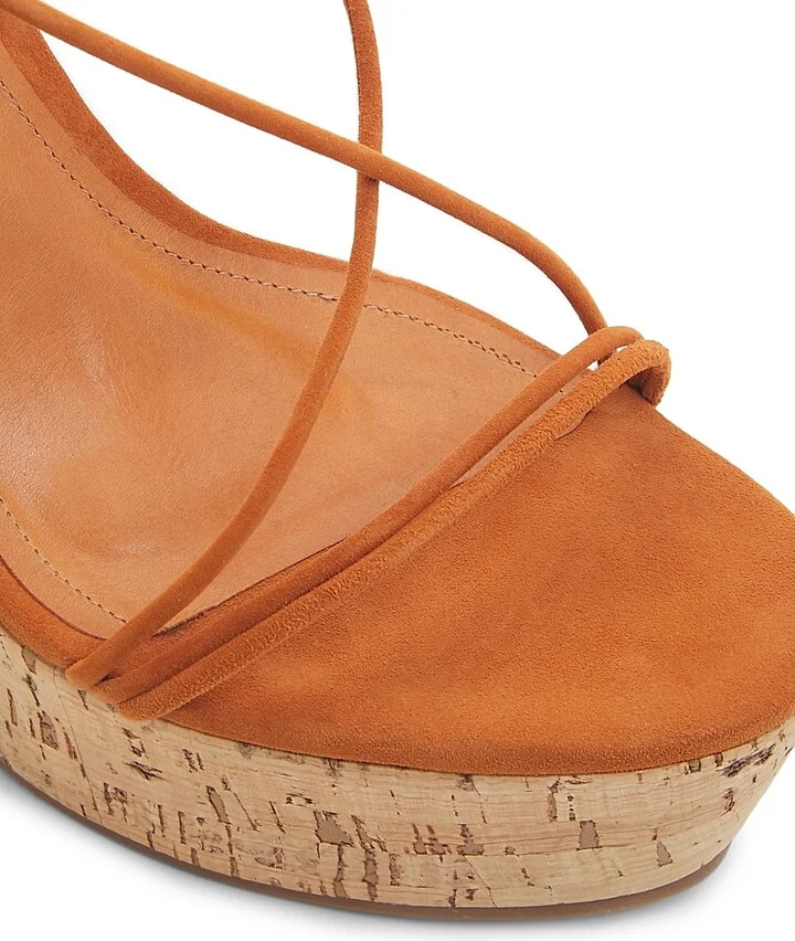 Women's Calabria 100MM Suede Platform Wedge Sandals - Brown - Size 8.5 - Image 6