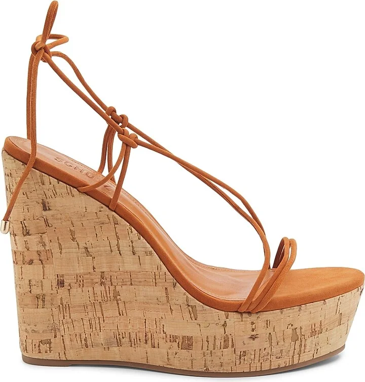 Women's Calabria 100MM Suede Platform Wedge Sandals - Brown - Size 8.5