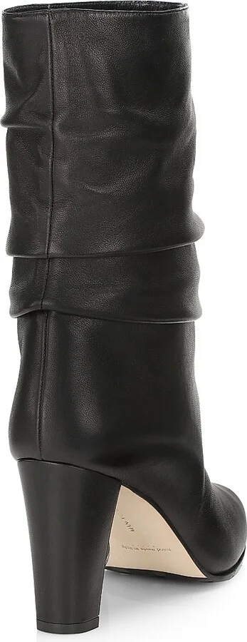 Women's Calasso 90MM Ruched Leather Boots - Black - Size 8 - Image 3