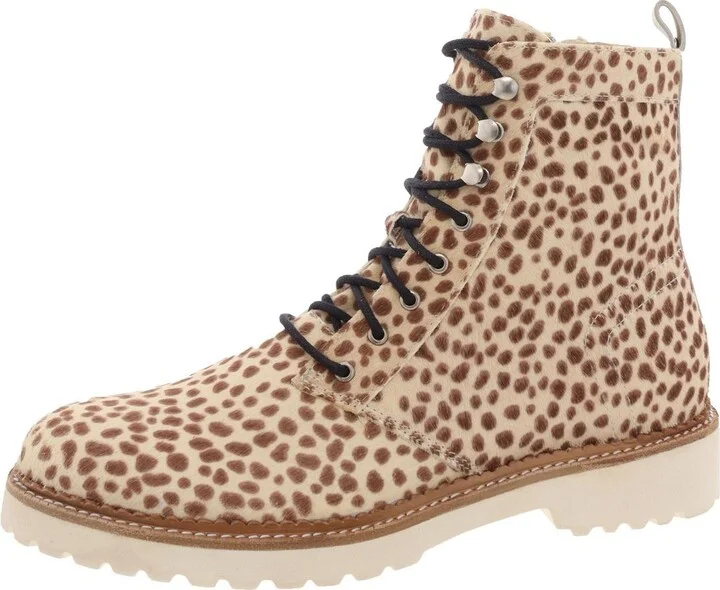 Womens Calf Hair Lugg Sole Combat & Lace-Up Boots
