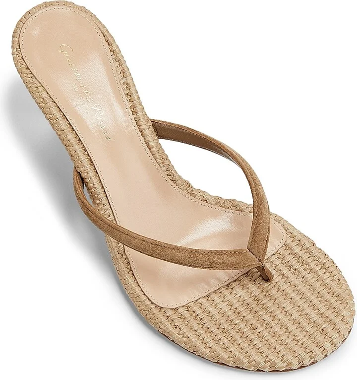 Women's Calypso 80MM Suede & Raffia Sandals - Camel - Size 5.5 - Image 4