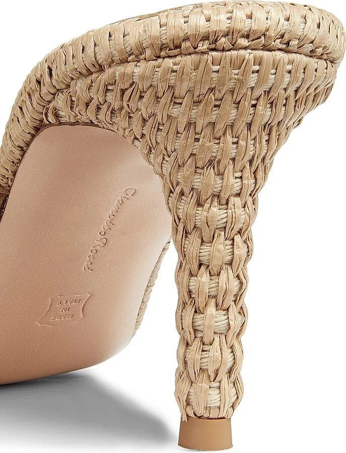 Women's Calypso 80MM Suede & Raffia Sandals - Camel - Size 5.5 - Image 5