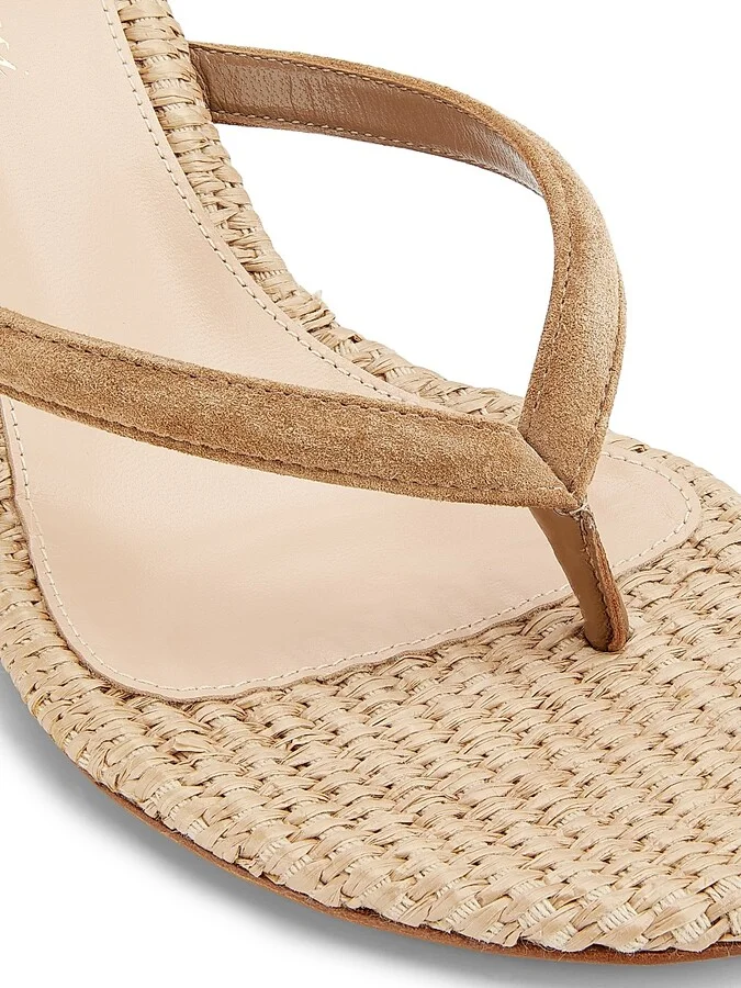 Women's Calypso 80MM Suede & Raffia Sandals - Camel - Size 5.5 - Image 6