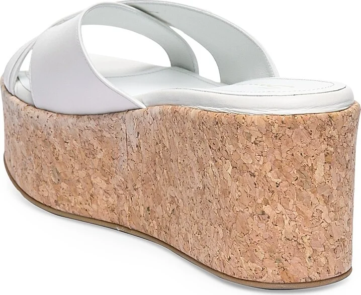 Women's Calypso Leather Wedge Sandals - White - Size 5.5 - Image 5