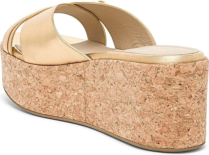 Women's Calypso Metallic Leather Wedge Sandals - Gold - Size 5.5 - Image 3