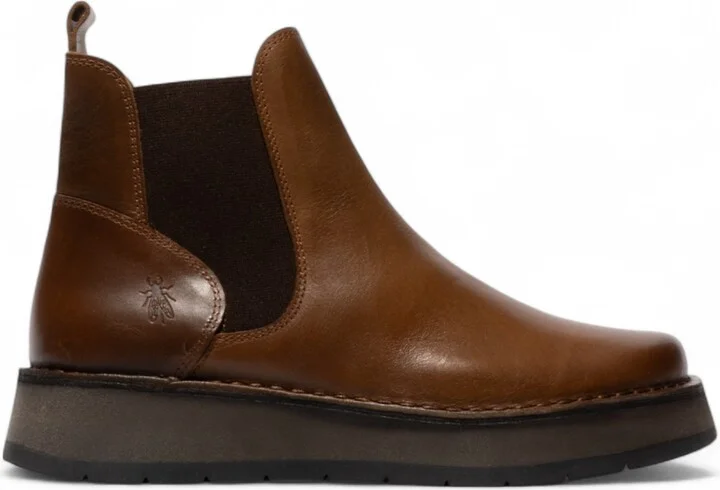 Womens Camel Brown RAWI131 Chelsea Leather Ankle Pull-On Classic Comfort Boots