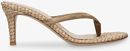 Womens Camel Calypso Suede and Raffia Heeled Sandals Eur 42/ 9 Uk Women