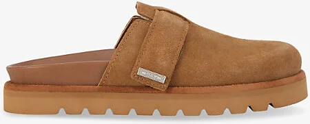 Womens Camel Dazzle Embellished-Trim Suede Mules Eur 37 / 4 Uk Women