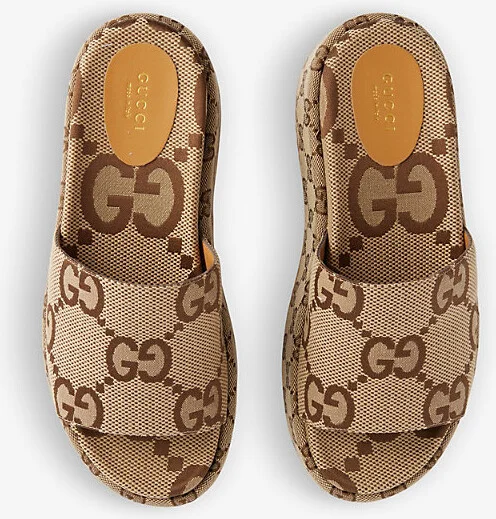 Womens Camel Ebony Angelina Gg Lamé Slide Sandals Eur 42/ 9 Uk Women - Image 2