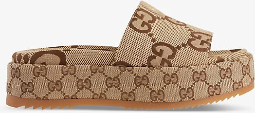 Womens Camel Ebony Angelina Gg Lamé Slide Sandals Eur 42/ 9 Uk Women