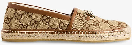 Womens Camel Ebony Sundial Horsebit Gg Canvas Espadrilles Eur 38/5 Uk Women