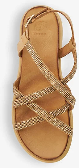 Womens Camel-Leather Ledge Crystal-Embellished Woven Flatform Sandals Eur 40 / 7 Uk Women - Image 2