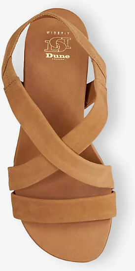 Womens Camel Nubuck Landies Comfort-Strap Flat Leather Sandals Eur 40 / 7 Uk Women - Image 2