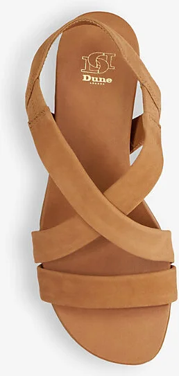 Womens Camel-Nubuck Landies Crossover-Strap Flat Suede Sandals Eur 38/5 Uk Women - Image 2