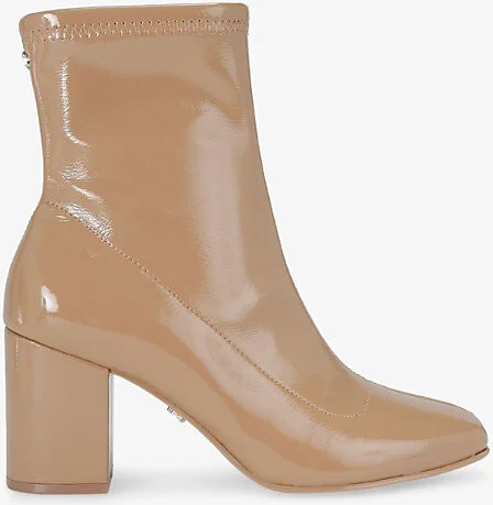 Womens Camel Strut Patent Faux Leather Ankle Boots Eur 40 / 7 Uk Women