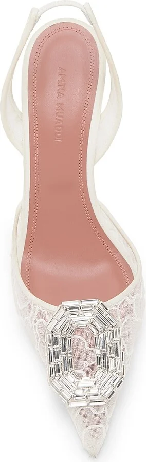 Women's Camelia 90MM Crystal-Embellished Lace Slingback Pumps - Lace Ivory - Size 5 - Image 4