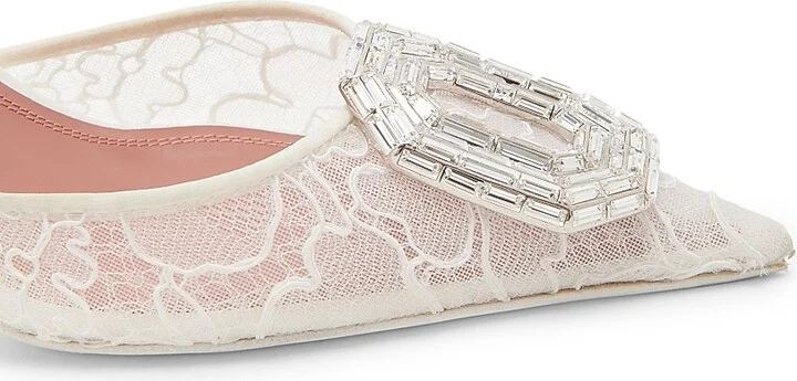 Women's Camelia 90MM Crystal-Embellished Lace Slingback Pumps - Lace Ivory - Size 5 - Image 5