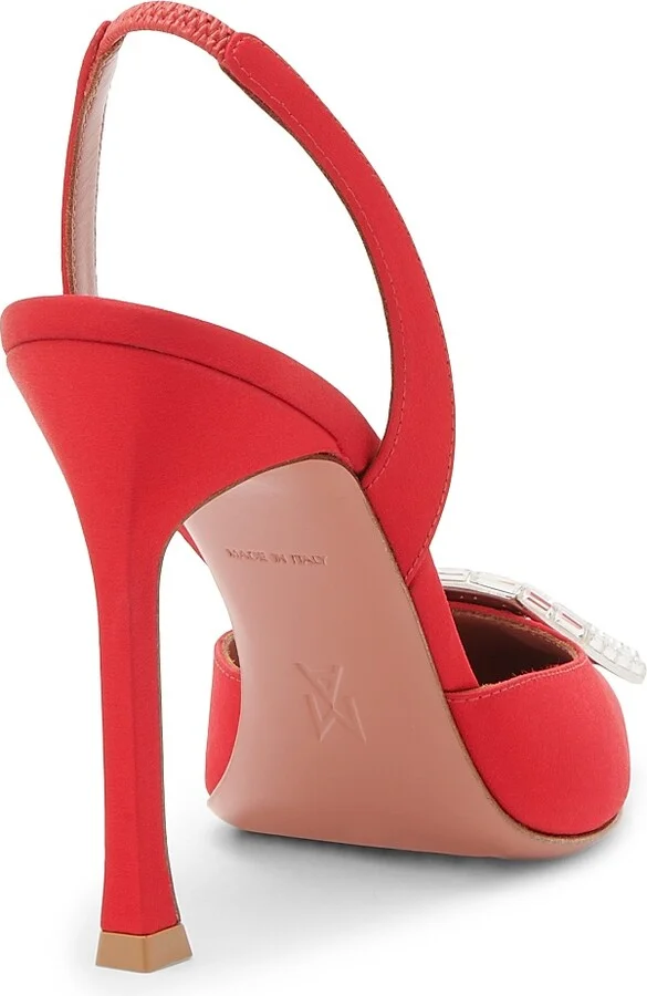 Women's Camelia105MM Crystal-Embellished Silk Slingback Pumps - Satin Red - Size 6 - Image 3