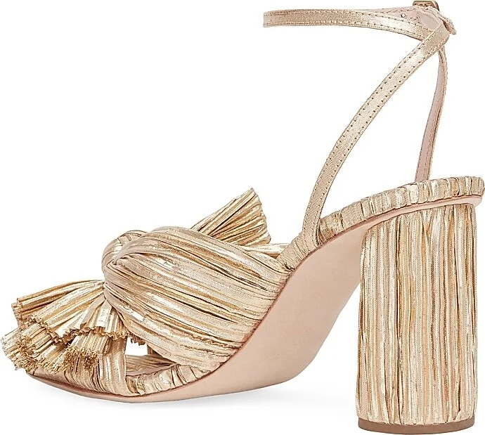 Women's Camellia Knotted Lamé Sandals - Gold - Size 5 - Image 3