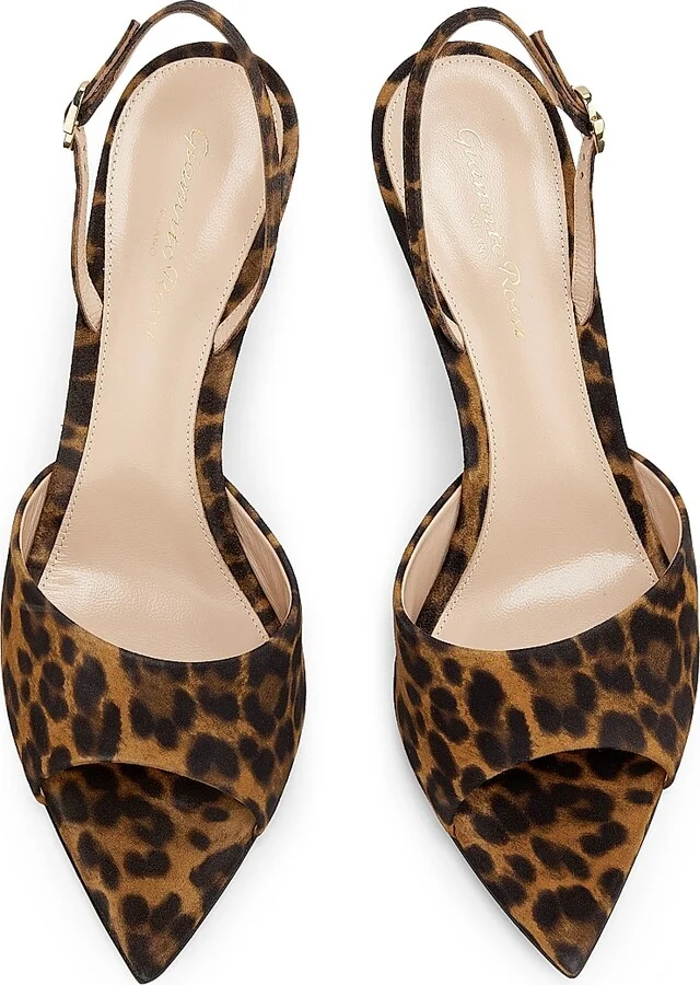 Women's Camoscio 85MM Leopard-Print Suede Sandals - Almond Leopard Print - Size 5.5 - Image 4