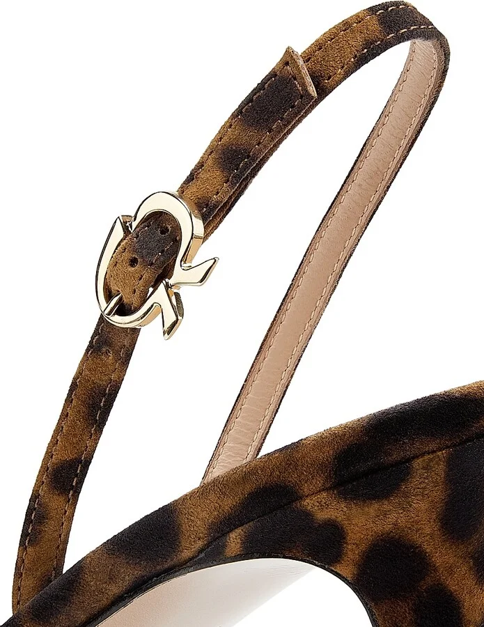 Women's Camoscio 85MM Leopard-Print Suede Sandals - Almond Leopard Print - Size 5.5 - Image 5