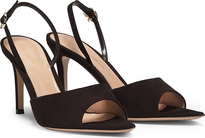 Women's Camoscio 85MM Suede Slingback Pumps - Moka - Size 5 - Image 2
