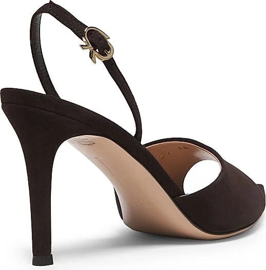 Women's Camoscio 85MM Suede Slingback Pumps - Moka - Size 5 - Image 3