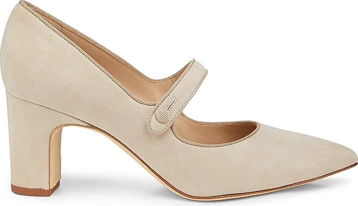 Women's Campariba Suede Block-Heel Pumps - Beige - Size 11.5