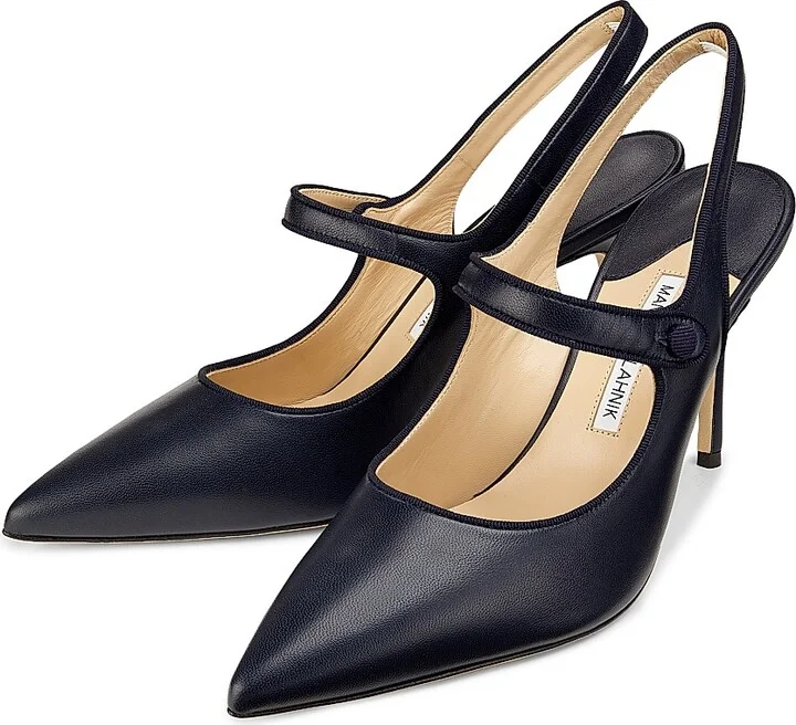 Women's Camparisli 90MM Leather Slingback Mary Jane Pumps - Beige - Size 12 - Image 7