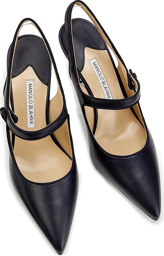 Women's Camparisli 90MM Leather Slingback Mary Jane Pumps - Beige - Size 12 - Image 9