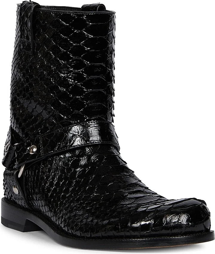Women's Campo Python & Leather Biker Boots - Black - Size 7 - Image 2