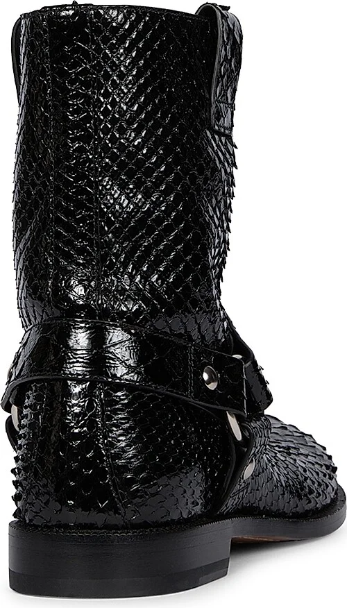 Women's Campo Python & Leather Biker Boots - Black - Size 7 - Image 3