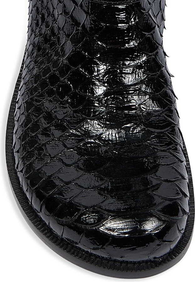 Women's Campo Python & Leather Biker Boots - Black - Size 7 - Image 4