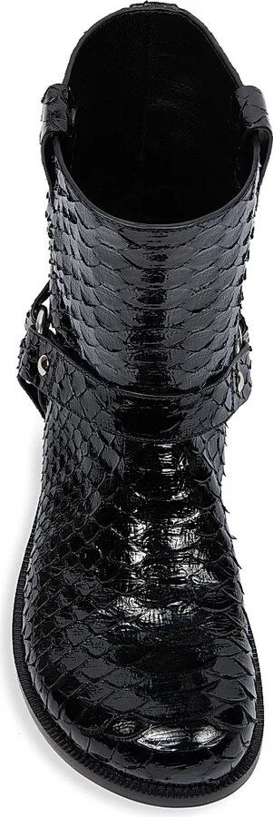 Women's Campo Python & Leather Biker Boots - Black - Size 7 - Image 5