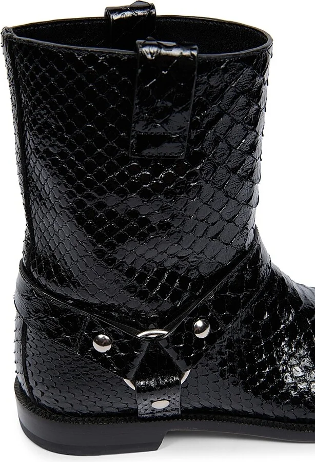 Women's Campo Python & Leather Biker Boots - Black - Size 7 - Image 6