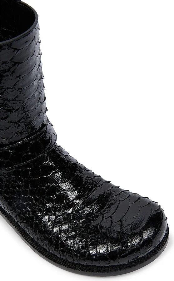 Women's Campo Python & Leather Biker Boots - Black - Size 7 - Image 7