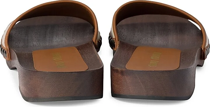 Women's Canvas and Leather Clogs - Beige Khaki - Size 6 - Image 2