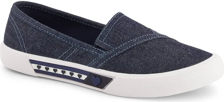 Women's Canvas Flats Hearts In Denim