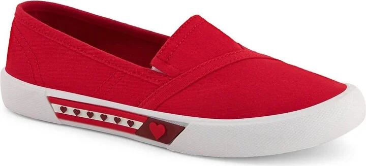 Women's Canvas Flats Hearts In Red