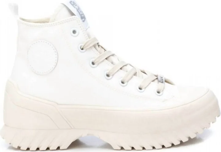 Women's Canvas Platform High-Top Sneakers In White