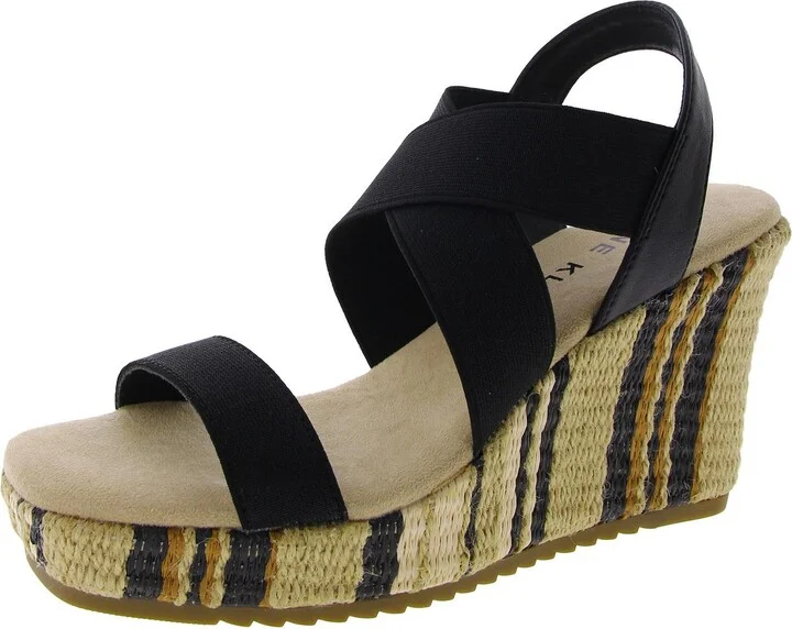 Womens Canvas Platform Wedge Sandals