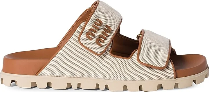 Women's Canvas Slides - Beige Khaki - Size 5