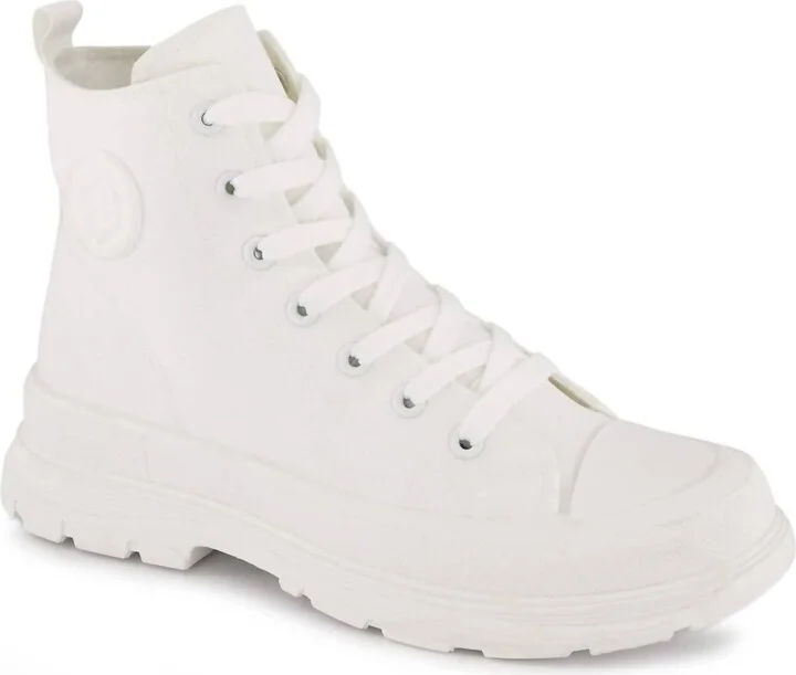 Women's Canvas Sneaker Booties With Side Zipper In White